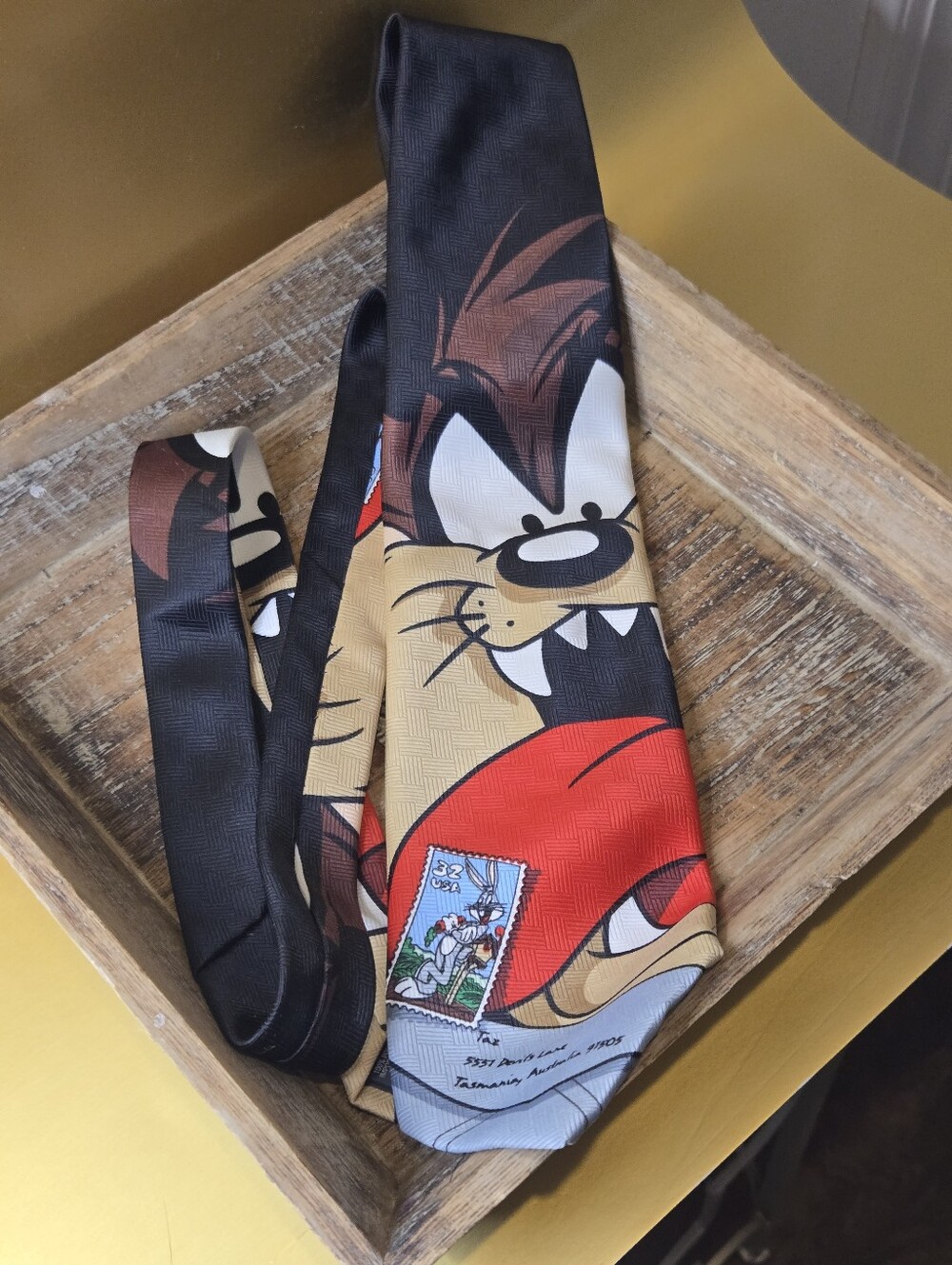Vintage 1997 Looney Tunes USPS Stamp Collection Taz Tasmanian Devil Neck Tie 3.7
